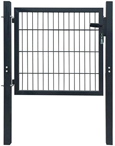ZEYUAN Cancela de Valla 2D Individual Gris Antracita 106x130 cm, Puertas Metalicas Exterior, Puerta Jardin, Valla De Jardin, Puerta De Jardín - 141740