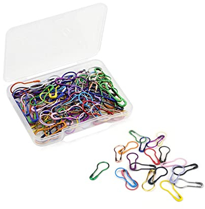 FuninCrea 100 Stücke Birne Pins mit Aufbewahrungsbox, 10 * 22mm Colorful Mini Birnenform Sicherheitsnadeln Klein, Birnenform Pins Metall Calabash Pins Kürbis Pins für Kleidung Nähen, DIY (Stil 1)
