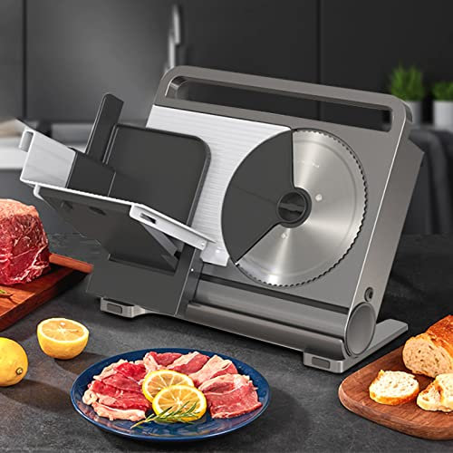 SmPinnaA Affettatrice per Carne, Tagliacarne Portatile Pieghevole, Spessore della Lama Regolabile con Lama in Acciaio Inossidabile Rimovibile da 7,5, Affettatrice Elettrica per Salumi, for