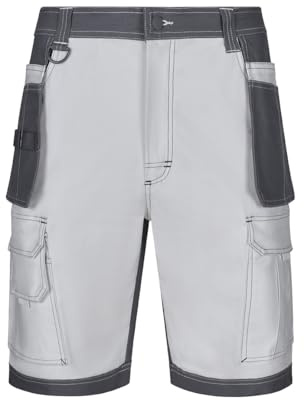 Velilla 103029S; Bermudas Canvas Stretch Con Bolsillos Flotantes; Color Blanco y Gris; Talla S