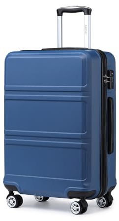 Kono Lightweight 4 Wheel ABS Hard Shell Medium Suitcase Sturdy 24 Trolley Travel Hand Carry-On Luggage with TSA Lock,(Navy, Medium 24)