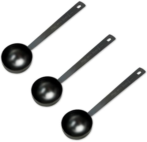 3Pcs Coffee Measuring Scoop Spoons, Stainless Steel Coffee Scoop, Long Handle Tablespoon for Measuring Coffee, Milk Powder, Fruit Powder, Tea, Sugar, Grains, Flour and Protein (Black)