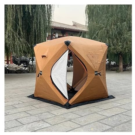 Tunnelzelte Sauna-Zelt, faltbar, tragbar, quadratisch, für Wandern, isoliert, Camping, EIS, Winter, Angeln, heißes Sweat-Hub-Zelt für den Außenbereich Eisfischerzelt(Beige180cm*180cm*200cm)
