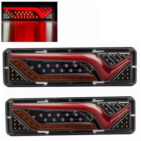 Fari Posteriori Auto 2 Pezzi 12V-24V LED Fanale Posteriore Camion Luci Posteriori Indicatori Di Direzione Freno Segnale Di Retromarcia Lampada Rimorchio Camion Bus Camper Fanali Posteriore