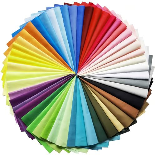 NECXON 50-teiliges Patchwork-Stoffpaket in Volltonfarbe zum Nähen, Stoffquadrate zum Nähen – Baumwollmaterial, 10 x 10 cm große Quadrate – ideal für DIY-Bastelprojekte