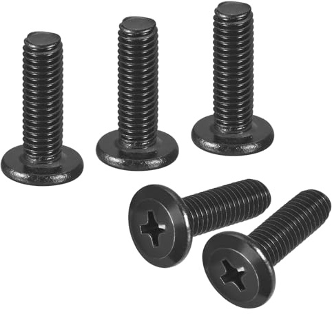 sourcing map 20Pcs M5-0.8x16mm Flat Round Head Machine Screws, Black Oxide | 304 Stainless Steel, Phillips Drive, Machine Screw, Full Thread