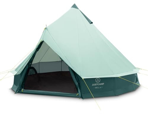 JUSTCAMP Bell 4 Tipi Zelt für Gruppen, Familien oder Camping für 4 Personen, Mint