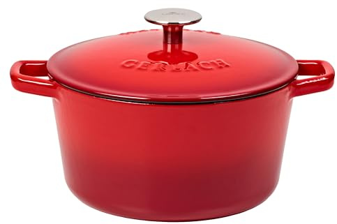 Gerlach 1760 Gusseisen Topf 3 l Gusseisen Bräter Mit Deckel Cocotte Für Alle Herdarten Backofen Rot Natur Iron