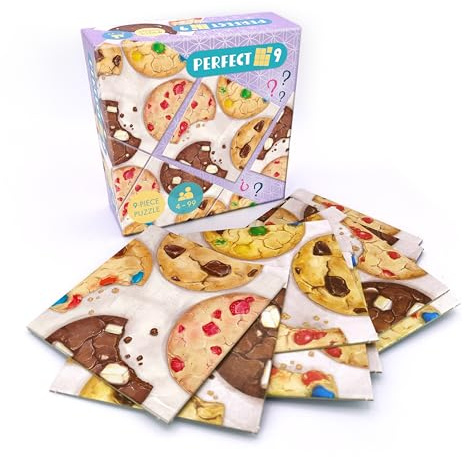 Puzle original Perfect 9 de 9 piezas, juego de pensamiento complicado para adultos y niños a partir de 4 años, tamaño compacto, perfecto para viajar, paciencia meditativa, ideal como regalo (galletas)