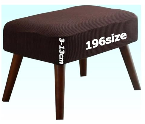 ILiemao Ottomane Bezug Rechteckig Quadratisch Hockerbezug Hocker Überzug Fußhocker Sitzhocker Husse Fußbank Schonbezug Stretch Beschützer Jacquard mit Elastisch Bottom Rund Anpassbar(Kaffee,40x55 cm)