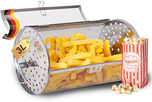 Drehkorb für WONEA Minibackofen mit Drehspieß, Pommesrolle, Popcorn-Rolle, Kaffeebohnenröster, Röstkäfig für Nüsse, Airfryer Rondell Dreh-Trommel Gitterkorb Drehbarer Ofenkorb Bratenkorb Heißluft-Korb