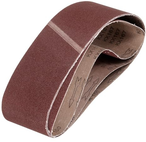 QUARKZMAN 152mm x 1220mm Nastri Abrasivi, 3Pz 100 Grana Carta Vetrata per Levigatrice Ossido di Allumina Per Lavorazione Legno, Lucidatura Metalli, Affilatura Coltelli