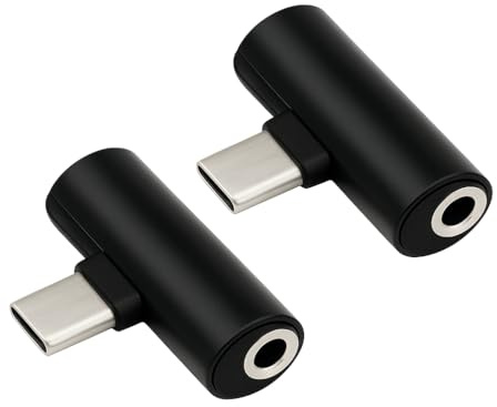 Hawpasy 2 PCS Adaptateur de Prise Casque USB C, USB C Jack 3,5 pour Écouteurs et Haut-Parleurs, Adaptateur USB C vers Jack à Angle de 90 Degrés, Compatible avec Smartphones et Tablettes