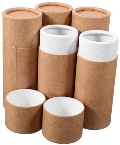 FRCOLOR 5pezzi Cilindro Di Cartone Kraft Tubo Di Carta Per Oli Essenziali Imballaggio Da Viaggio Per Bottiglie Di Olio Contenitori Di Cartone Coperchio Scatola Cilindrica Rotonda Per Aroma