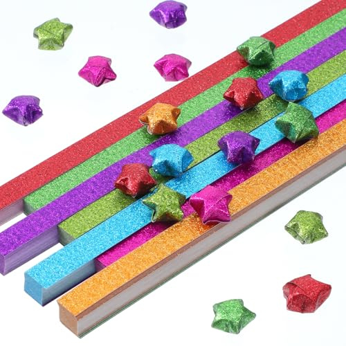 520 Blatt Origami-Stern-Papierstreifen, Glitzer-Origami-Sterne-Papier