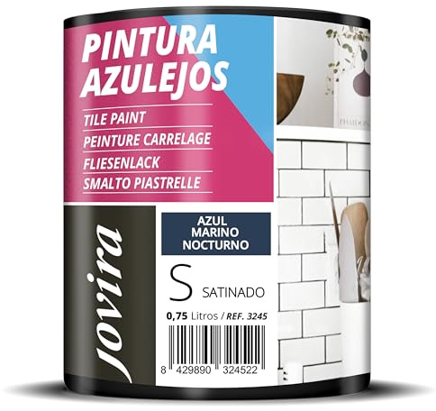 JOVIRA PINTURAS Pintura para Azulejos al Agua, Satinado. Da una imagen nueva a tu cocina y baño. (750 Mililitros, Azul Marino Nocturno) -T