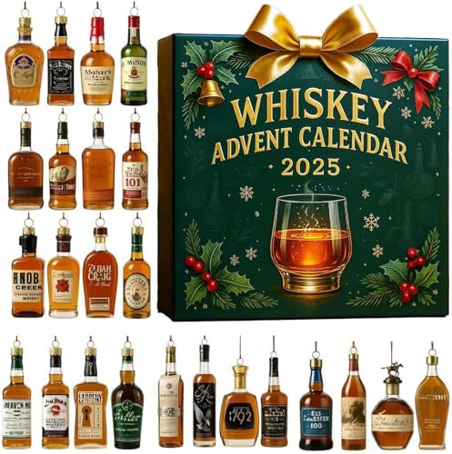 Whisky Advent Calendar 2025 Women Alcohol Christmas Calendar 2025 Men 24 Days Without Repeat Countdown 2D (This Product is a Decorative Pendant, Not a Drink)