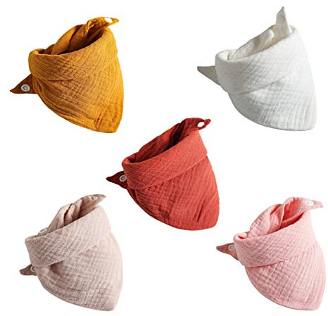 Baberos De Algodón Para Bebé Toalla Saliva Triangular Ajustable Recién Nacidos Baberos Niños Pequeños Bufanda Tela Eructar Regalo Ducha Toalla Saliva Bebé 5 Uds.