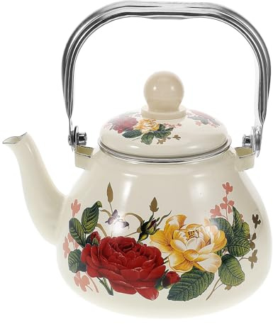 SHINEOFI Tetera Esmaltada de 1 Litro Colador Extraíble Tetera China para Estufa Té Suelto Olla de Agua para Cocina y Preparación de Infusiones