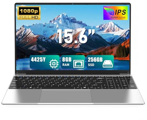 CHIFUYOU PC Portátil 8 GB RAM DDR3 256 GB SSD 15,6 Pulgadas 2026 Ordenador portátil Oficina procesador 4425Y (up to 1,7 GHz), 1920 × 1080 Full HD, Win 11, Compatible con Wi-Fi 5 y Bluetooth