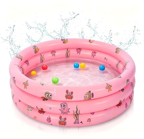 Shyllin Piscina Hinchable Infantil Summer 90x90x30cm,Piscina Hinchable de Bebés,Piscina Redonda para Bebé Material de PVC Engrosado,Apto para Uso Interior o Exterior (Rosa L)