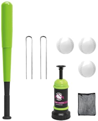 TTETTZ Entrenador Infantil de Béisbol Kit de Herramienta de Golpeo Pelotas Incluidas Estacas de Suelo y Bolsa Plástica para Uso en Patio Actividades Infantiles y Entrenamiento Básico, Verde