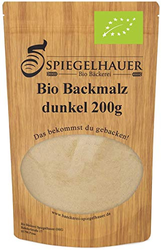 Bio Backmalz dunkel - qualitativ hochwertig und enzyminaktiv - erstklassig zum Brot und Brötchen backen - ideal als Farbmalz - Inhalt: 200 g Bio Gerstenmalz