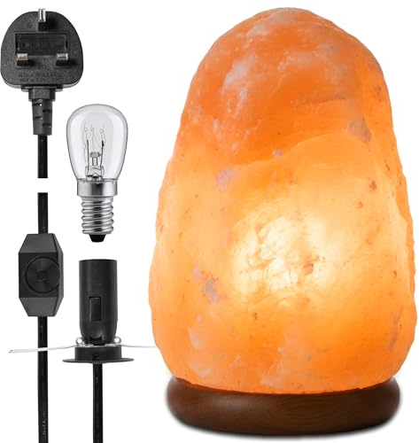 ONEX Himalayan Salt Lamp Himalayan Pink Rock Pure Crystals 2-3 KG Lamps Wooden Base (2kg)