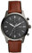 Fossil Watch for Men Townsman, Quartz Chronograph Movement, 44 mm Smoke Stainless Steel Case with a Leather Strap, FS5522