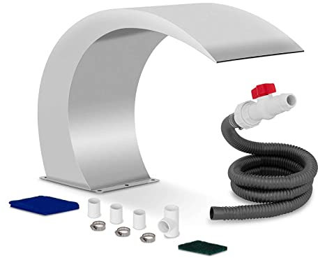 Uniprodo Cascata da Giardino a Lama d'Acqua Fontana con Piede Uni_Water_13 (30 cm, Acciaio Inox 304)