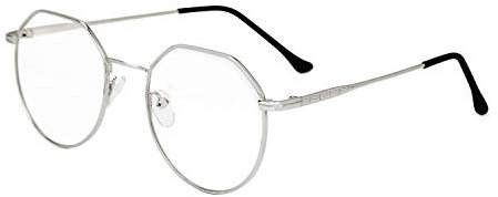 Brille Metallrahmen Blaulichtbrille Brillengestelle Pantobrille Computerbrille Fensterglas Nerdbrille Ohne Sehstärke Streberbrille Damen Herren Ebenenspiegel Brillefassung mit Nasenpad Leicht