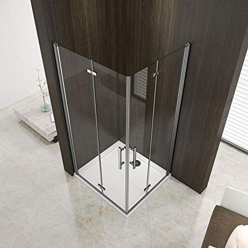 Box doccia angolare, porte 2, battente, a libro 80x80x195cm, piatto 80x80cm | Doppie Porte Battenti