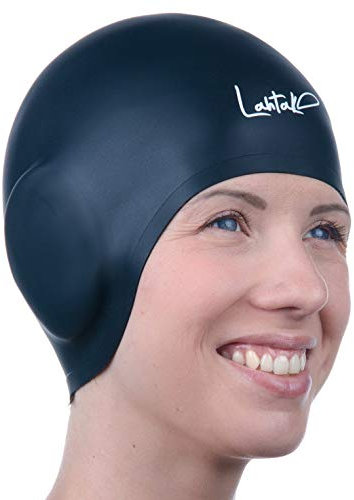 Badekappe 3D mit Ohrenschutz – Silikon Schwimmhaube Damen Herren Kinder – Wasserdicht & Bequem – Für Lange Haare – Nahtlos & Reißfest