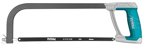TOTAL - Sägebogen | 300mm Länge | Metall- und Holzschneidewerkzeug | Ideal für Klempner- und Tischlerarbeiten | Inklusive 63 mm Ersatzsäge | Aluminium
