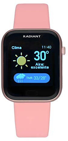 Radiant Smart Armbanduhr, Kollektion Manhattan, roséfarbenes Silikonarmband, IP68, 35 mm, Referenz: RAS10103., Rosa, Streifen