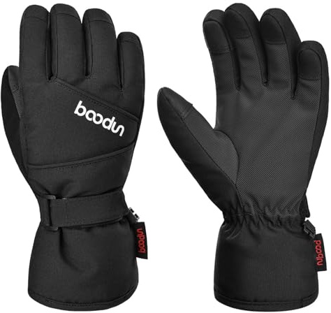 TRIWONDER Kinder Skihandschuhe Winddicht und Warm Fahrradhandschuhe Kalt Wetter Handschuhe Winterhandschuhe für Laufen Skifahren Wandern Radfahren Snowboard (Schwarz, L/XL (9-12 Jahre alt))