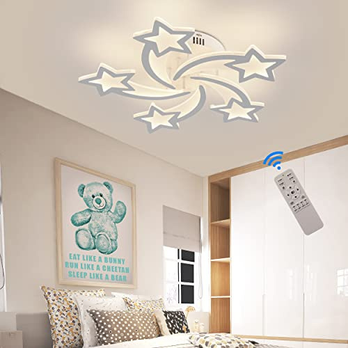 STCH LED Deckenleuchte Kinderzimmer Lampe Decke, Ø65cm, Stern Deckenlampe Moderne Lampen Schlafzimmer mit Nachtlichtfunktion, Deckenleuchten für Kinder Mädchen Babyzimmer Jugendzimmer, 3000-6000K