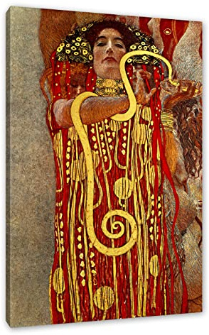 Pixxprint Gustav Klimt - Hygieia, Größe: 100x70cm, Leinwandbild, fertig gespannt, Wandbild, Dekoration, Kunstdruck, kein Poster