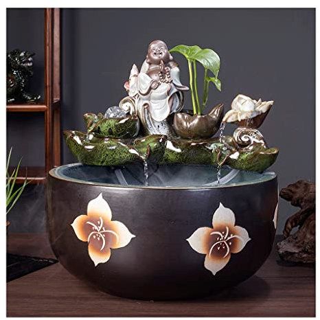 Fuente de mesa Fuente de mesa de mesa de estilo chino de cristal de escritorio fluir fuente de agua de la decoración de la decoración de la mesa de la mesa de la mesa de la oficina de la fuente de la