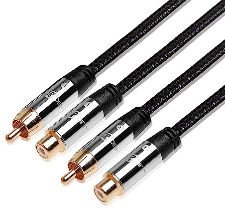 JuicEBitz Cavo prolunga RCA maschio a femmina | Serie Pro | Una coppia di cavi professionali ad alte prestazioni (3 m)