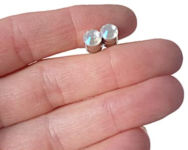 Silver Magnetic Nipple bars with moonstones crystals -Magnetic Nipple Rings -silver Non Piercing adjustable Nipple Ring Fake