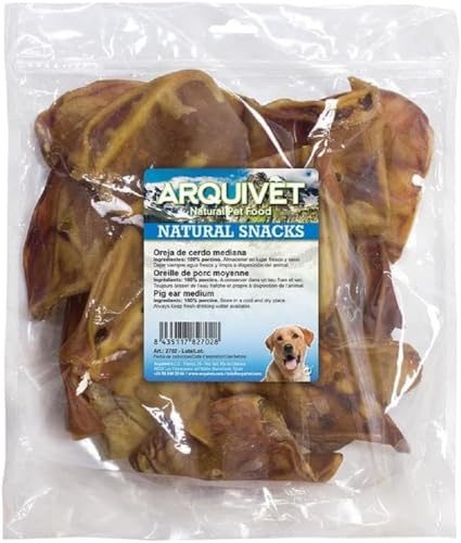 ARQUIVET - Oreja de Cerdo ibérico Mediana - (Bolsa 30 Unidades) - Natural Snacks para Perros