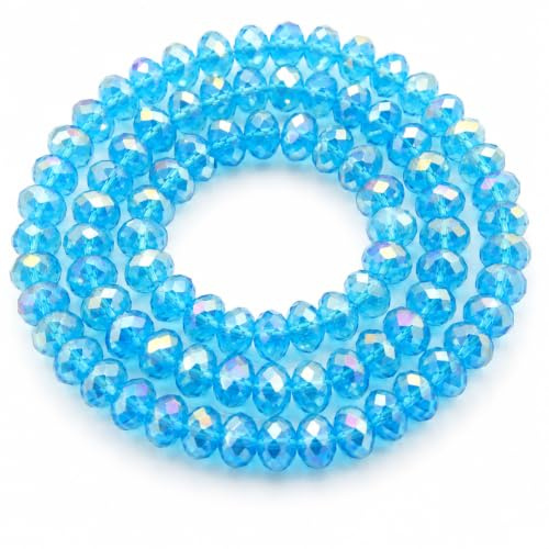 Perlin 65 pz 0e Di Cristallo Ceco Di Boemia 8x6mm 0e Ceche 0e Di Vetro Taglio CZ Rondelle Sfaccettate (Acquamarina AB 2x)