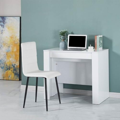 Table Console Blanche 90x50 cm Extensible à 3 mètres - Ofelia