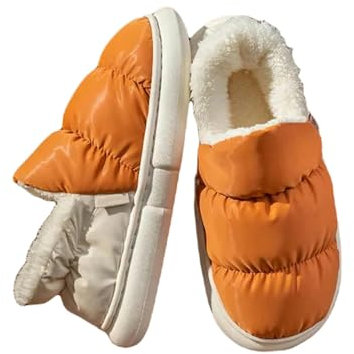 Gyios Ciabatte Donna Invernali Pantofole di Cotone Invernale da Donna Soffice, Non Slittamento E Comodamente Caldi con Suole Spesse-arancia-38-39