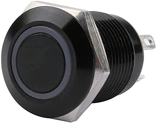 Ersatzteile 12 mm wasserdichter oxidierter schwarzer Metallknopfschalter mit LED-Lampe Momentaner PC-Netzschalter 3 V 5 V 6 V 12 V 24 V 220 V