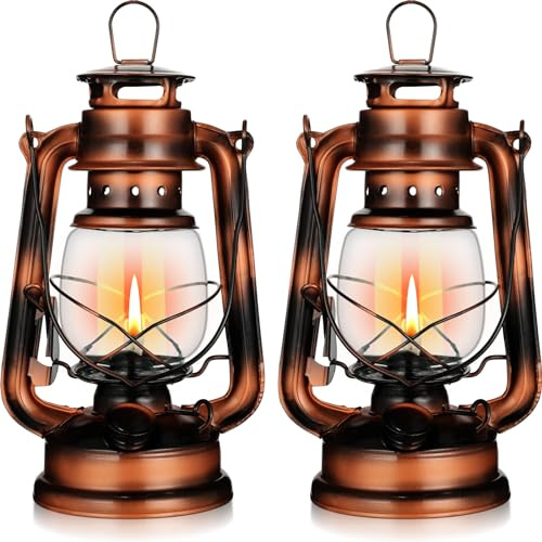 Retisee 2 Pcs Hurricane Lantern 10 Inch Original Oil Burning Lantern Decorative Kerosene Vintage Oil Lamp Hanging Kerosene Fuel Lamps for Outdoor Indoor Home Patio Camping, Bronze
