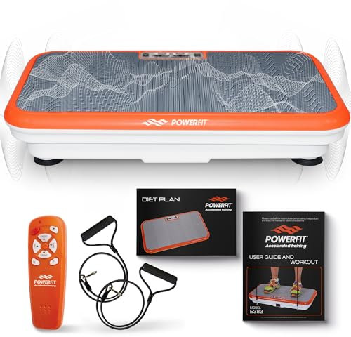 Power Fit - Macchina per esercizi a piastra vibrante Powerfit Elite, piastra di alimentazione, piastra vibrante per il drenaggio linfatico, perdita di peso da shaker corporeo, telecomando, strisce