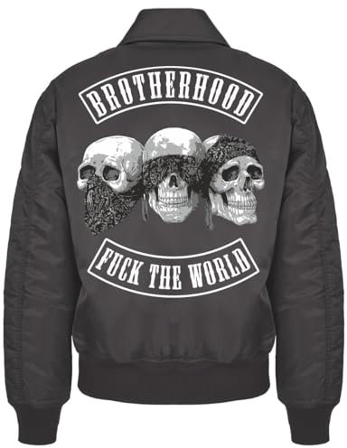 Spaß Kostet Herren CWU Bomberjacke mit Kragen MC Club Patch Totenkopf Biker Brotherhood Support Größe S bis 7XL