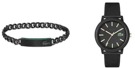 Lacoste Analog Quarzuhr für Herren mit Schwarzes Silikonarmband - 2011233 Gliederarmband für Herren Kollektion Baseline - 2040082